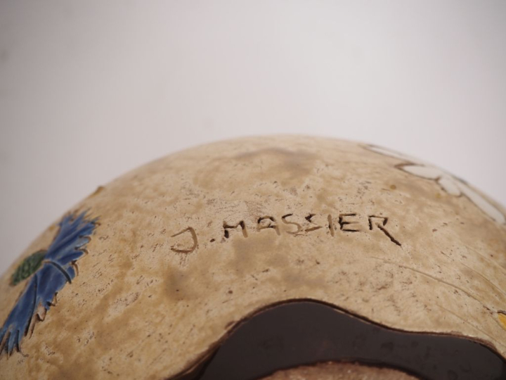 Jérôme MASSIER à Vallauris. Vase, coupe sur talon et cendrier en céram