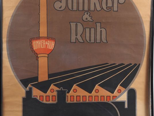 Affiche allemande, "Junker   Ruh" Signée Dim. 97 x 70 cm  (déchirures,