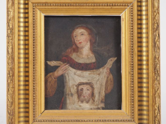 Vente aux enchères Ecole italienne XIXème.  "Sainte Véronique présentant la Sainte Face" 