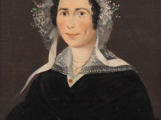 Vente aux enchères Ecole française début XIXème. "Portrait de femme à la robe noire". Hui