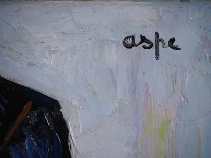 Renée ASPE.  "portrait de jeune mexicaine"  Huile sur toile, signée en
