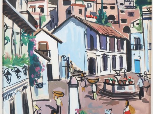 Renée ASPE. "Taxco". Gouache sur papier, signée, située et datée 1965 