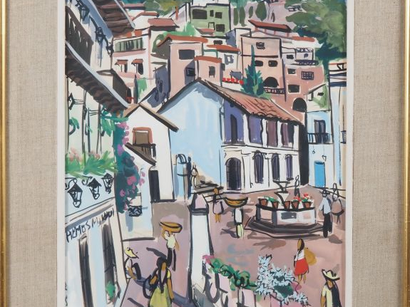 Renée ASPE. "Taxco". Gouache sur papier, signée, située et datée 1965 