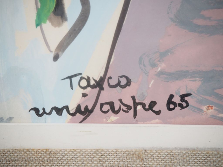 Renée ASPE. "Taxco". Gouache sur papier, signée, située et datée 1965 