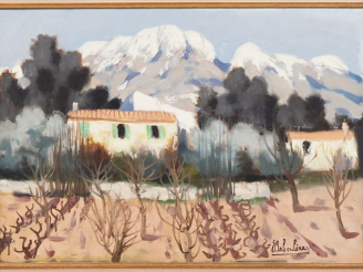 Vente aux enchères Eugène BABOULENE. "les vignes au pied des montagnes" Huile sur toile, 