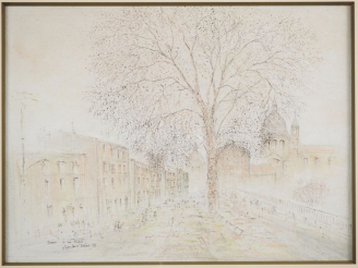 Vente aux enchères Jean David SABAN.  "Le platane, Toulouse  rue Valade" Dessin signé en 