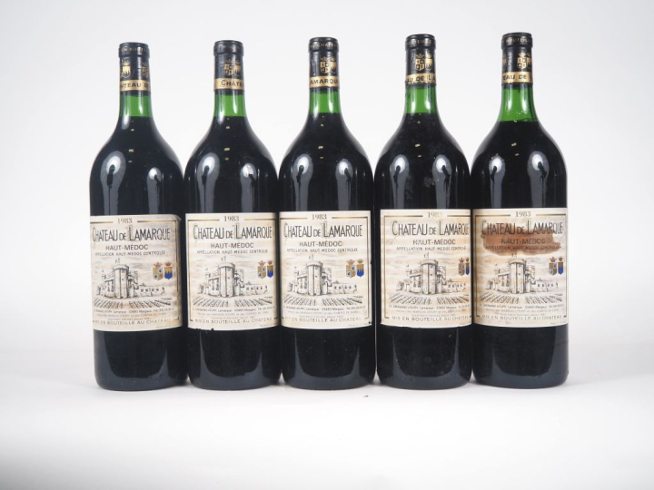 5 MAGNUMS CHÂTEAU DE LAMARQUE HAUT MÉDOC - 1983 - CBO - 1 ET