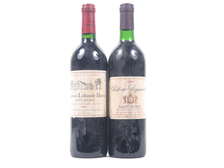 2 BOUTEILLES de ST JULIEN : 1 CHÂTEAU LALANDE BORIE 1993 ES/1 CHÂTEAU 