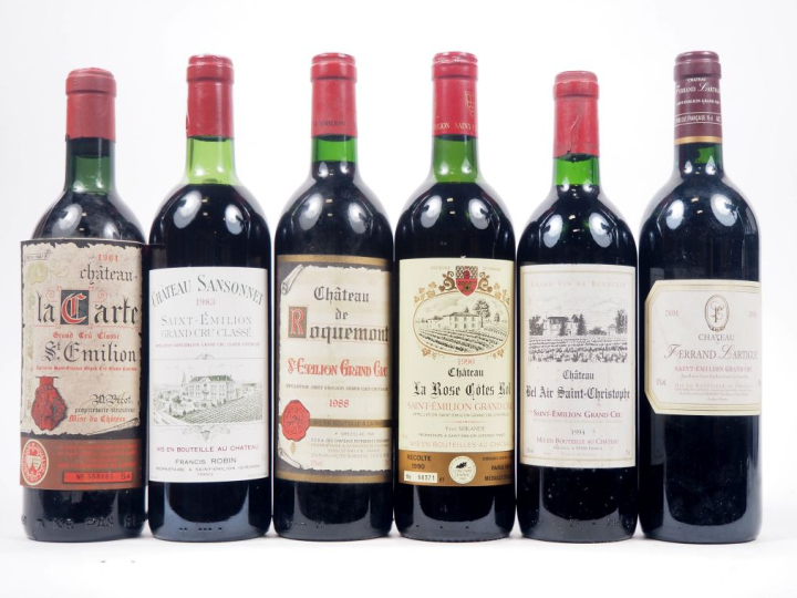 6 BOUTEILLES : 1 CHÂTEAU LA CARTE GCC ST ÉMILION - 1964 - BG/1 CHÂTEAU