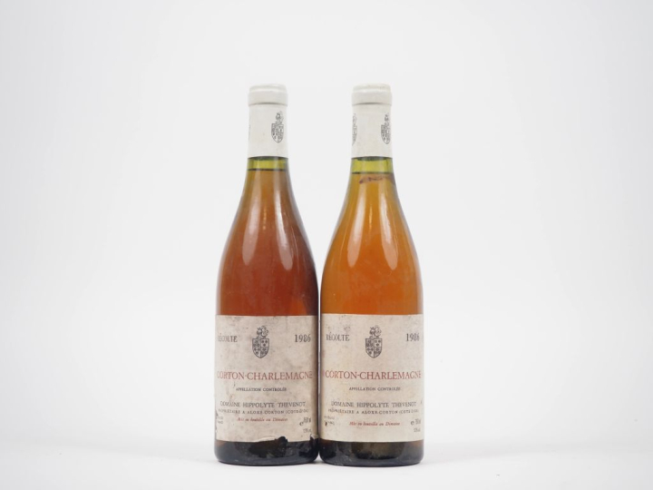 2 BOUTEILLES CORTON CHARLEMAGNE DOMAINE THEVENOT - 1986 - ES/1 EA 