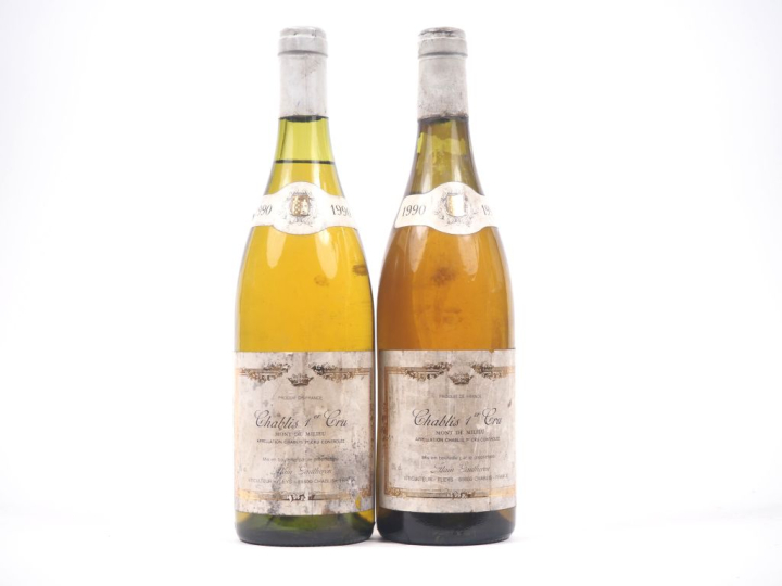 2 BOUTEILLES CHABLIS 1er CRU "MONT DE MILIEU" ALAIN GAUTHERON - 1990 -