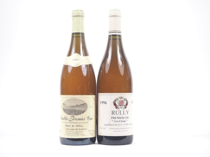 2 BOUTEILLES : 1 CHABLIS 1er CRU "MONT DE MILIEU" DOMAINE DE GENEVES -