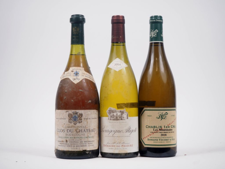3 BOUTEILLES : 1 BOUTEILLE CHARDONNAY CLOS DU CHÂTEAU COMTE DE MOUCHER