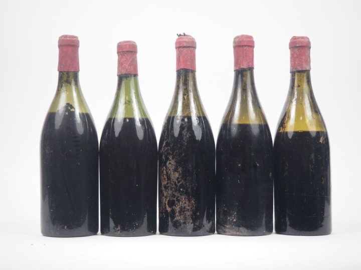 5 BOUTEILLES BEAUNE - 1921 -  PRÉSUMÉES/6,5 à 9,3 CM/SE
