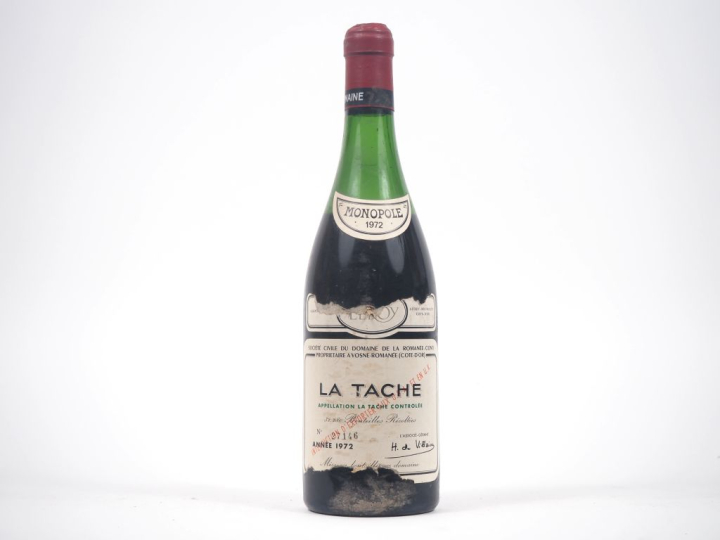 1 BOUTEILLE LA TÂCHE DOMAINE DE LA ROMANEE CONTI - 1972 - 6,5 CM/EA/EL