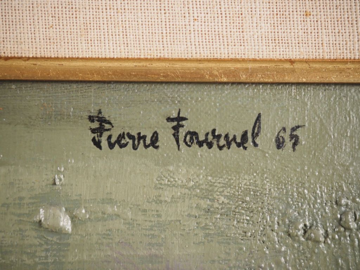 Pierre FOURNEL.  "Maisons bretonnes" Huile sur toile, signée en haut à