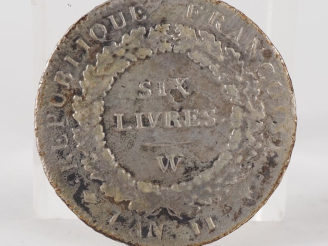 Vente aux enchères Ecu de 6 livres 1793 W (Lille), type convention ou république François