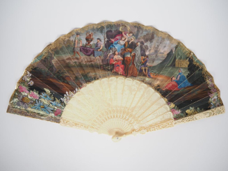 Vente aux enchères Eventail XVIIIème. Angleterre circa 1780. 20 brins + 2MB. Monture en i