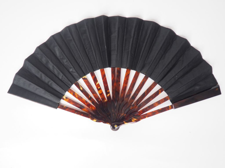 Eventail fin XIXème - début Xxème en écaille à décor dans des réserves