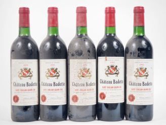 Vente aux enchères 5 BOUTEILLES CHÂTEAU BADETTE GC ST ÉMILION - 1993 - BS