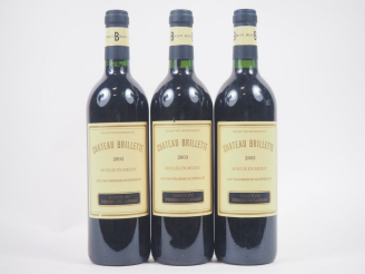Vente aux enchères 3 BOUTEILLES CHÂTEAU BRILLETTE CBS MOULIS - 2003