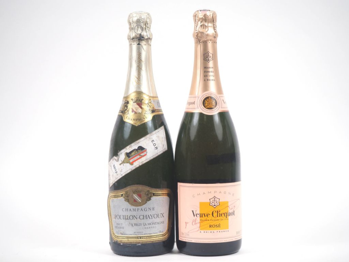 2 BOUTEILLES CHAMPAGNE : 1 VEUVE CLICQUOT ROSÉ - 1 POUILLON CHAYOUX