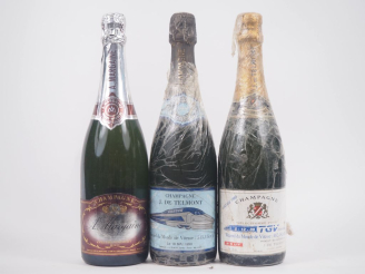 Vente aux enchères 3 BOUTEILLES CHAMPAGNE : 1 A. MARGAINE/ 2 J. DE TELMONT POUT TGV ATLAN