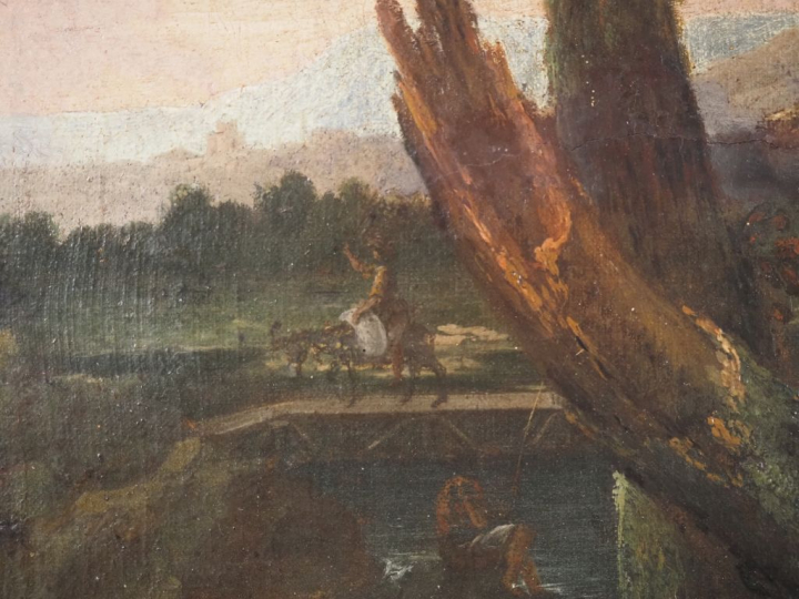 Ecole allemande XVIIIème.  "Bacchanale" Huile sur toile   Dim. 65,5 x 