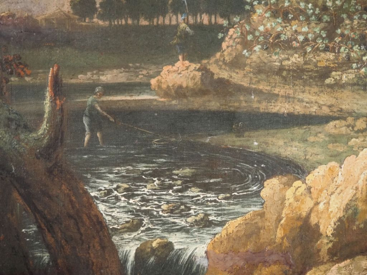 Ecole allemande XVIIIème.  "Bacchanale" Huile sur toile   Dim. 65,5 x 