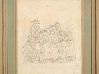 Vente aux enchères Théo FRAGRONARD. (attribué à) "Etude" Dessin au crayon Dim. À vue : 16