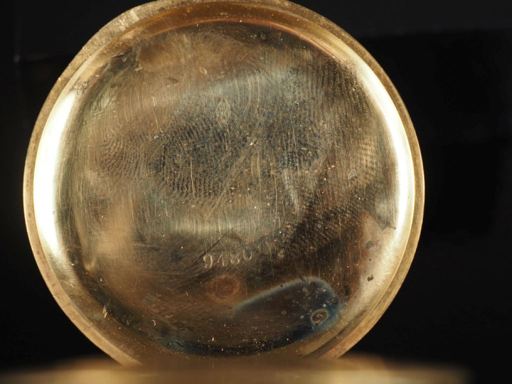 Montre de gousset Napoléon III en or jaune 750.  Cadran à chiffres rom