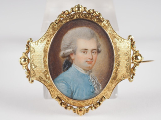Vente aux enchères Broche ornée d'une miniature fin XVIIIème - début XIXème, "portrait du