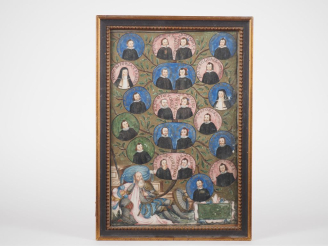 Vente aux enchères Ecole espagnole XVIIème. "Arbre généalogique de la famille DE TORES". 