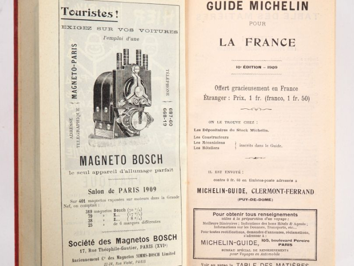 MICHELIN. Guide rouge 1909. (Petits accidents et frottements).