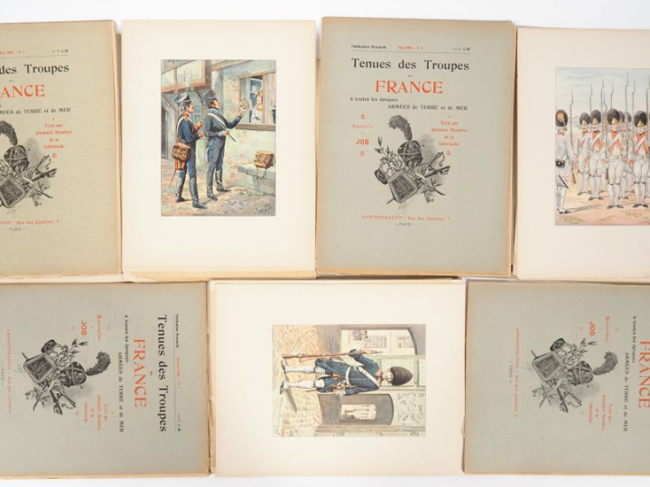 JOB. "Tenue des troupes de France". Lot de 14 fascicules : - Novembre/