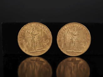 Vente aux enchères Deux pièces de 20 Francs or, 1876-A. FRAIS ACHETEURS 10% HT.