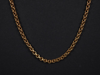 Vente aux enchères Chaine en or jaune 750, maille forçat ronde.  Long. 48,2 cm Poids. 7,2