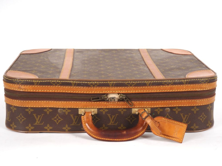 LOUIS VUITTON  Valise RUBAN BLEU (c 1975) de la série STRATOS demi-sou