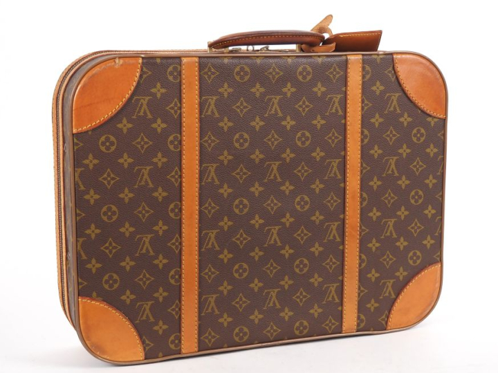 LOUIS VUITTON  Valise RUBAN BLEU (c 1975) de la série STRATOS demi-sou