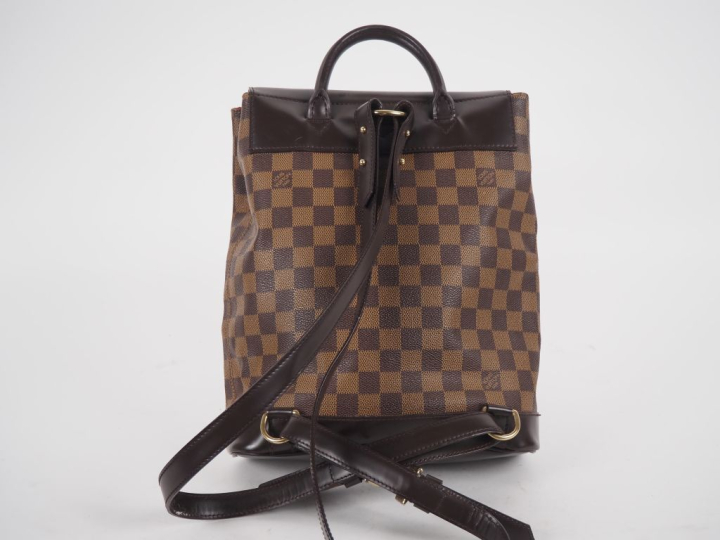 LOUIS VUITTON  Sac SOHO (c 2010)  en toile damier ébène et cuir ébène.