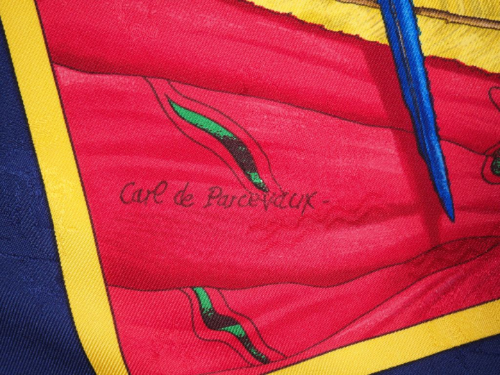 HERMES, Paris Carré de soie, modèle "Christophe Colomb découvre l'Amér