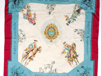 Vente aux enchères HERMES, Paris Carré de soie, modèle "Grande Venerie Royale" Design par