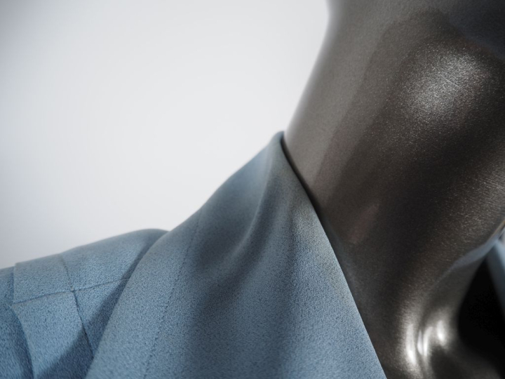 SAINT LAURENT, Rive Gauche Robe mi-mollet probablement en soie bleu ci