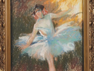 Vente aux enchères Louis FORTUNEY.  "danseuse étoile" Pastel, signé en bas à droite et da