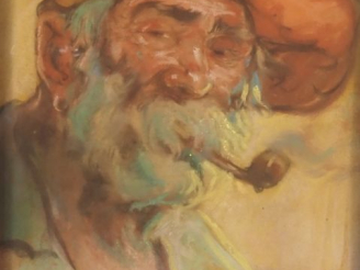 Vente aux enchères Louis FORTUNEY.  "Cassis, portrait de pêcheur" Pastel, signé en bas à 