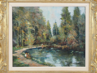 Vente aux enchères Henri STENN.  "Meung -sur- Loire"   Huile sur toile, signée en bas à d