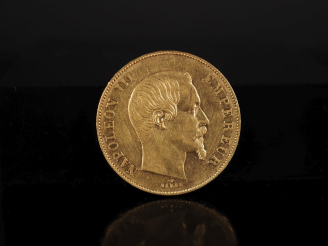 Vente aux enchères Pièce de 50 Francs or, Napoléon III Empereur, 1855-A.  FRAIS ACHETEURS
