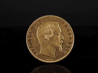 Vente aux enchères Pièce de 50 Francs or, Napoléon III Empereur, 1858-A.  FRAIS ACHETEURS