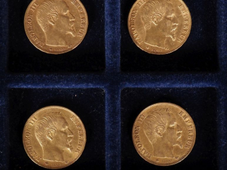 Vente aux enchères Quatre pièces de 20 Francs or, 1860-BB. FRAIS ACHETEURS 10% HT.