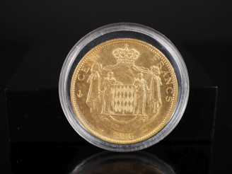 Vente aux enchères Pièce de 100 Francs or, Charles III, Prince de Monaco, 1886. FRAIS ACH